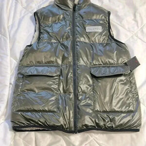 Peloton Sherpa reversible vest puffer green/cream NWT small